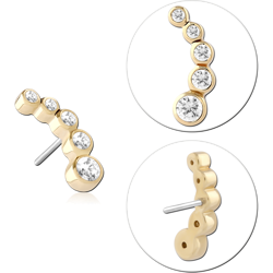 14 KARAT GOLD YELLOW JEWELED ATTACHMENT TITANIUM THREADLESS PIN