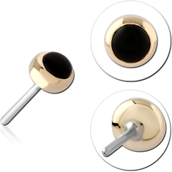 14 KARAT GOLD YELLOW SEMI PRECIOUS CABOCHON ATTACHMENT TITANIUM THREADLESS PIN