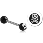 SURGICAL STEEL GRADE 316L BARBELL WITH ACRYLIC SKULL PRINTED BALL