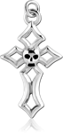 RHODIUM PLATED BASE METAL SKULL CROSS CHARM