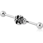 SURGICAL STEEL GRADE 316L LARGE SKULL INDUSTRIAL BARBELL