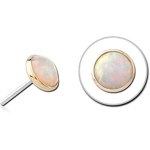 14 KARAT GOLD YELLOW SYNTHETIC OPAL JEWELED ATTACHMENT TITANIUM THREADLESS PINS