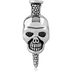 SURGICAL STEEL GRADE 316L KOOL KATANA JEWELED PENDANT - PIN THROUGH SKULL