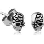 SURGICAL STEEL GRADE 316L KOOL KATANA EAR STUDS PAIR - SKULL