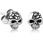 SURGICAL STEEL GRADE 316L KOOL KATANA EAR STUDS PAIR - SKULL