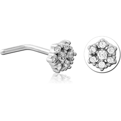 SURGICAL STEEL GRADE 316L 90 DEGREE JEWELED NOSE STUD - FLOWER