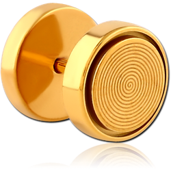 GOLD PVD COATED SURGICAL STEEL GRADE 316L FAKE PLUG