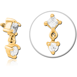 GOLD PVD COATED SURGICAL STEEL GRADE 316L JEWELED MICRO ATTACHMENT FOR 1.6MM INTERNALLY THREADED PINS