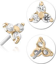 14 KARAT GOLDJEWELED ATTACHMENT TITANIUM THREADLESS PIN