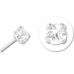 14K WHITE GOLD JEWELED ATTACHMENT TITANIUM ALLOY THREADLESS PIN