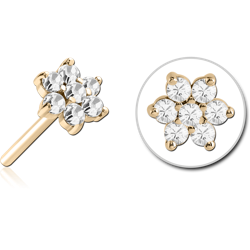 ZIRCON GOLD PVD COATED SURGICAL STEEL GRADE 316L JEWELED THREADLESS ATTACHMENT - FLOWER