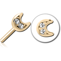 ZIRCON GOLD PVD COATED SURGICAL STEEL GRADE 316L JEWELED THREADLESS ATTACHMENT - CRESCENT