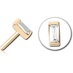 ZIRCON GOLD PVD COATED SURGICAL STEEL GRADE 316L JEWELED THREADLESS ATTACHMENT - SQUARE