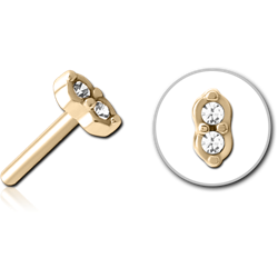 ZIRCON GOLD PVD COATED SURGICAL STEEL GRADE 316L JEWELED THREADLESS ATTACHMENT