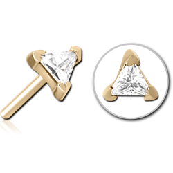 ZIRCON GOLD PVD COATED SURGICAL STEEL GRADE 316L JEWELED THREADLESS ATTACHMENT - TRIANGLE