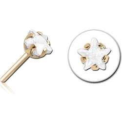 ZIRCON GOLD PVD COATED SURGICAL STEEL GRADE 316L JEWELED THREADLESS ATTACHMENT - STAR