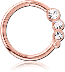 ROSE GOLD PVD COATED SURGICAL STEEL GRADE 316L VALUE JEWELED SEAMLESS RING - LEFT