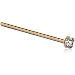 18 KARAT YELLOW GOLD STRAIGHT 19MM LARGE NOSE STUD WITH 2.5MM PRONG SET DIAMOND